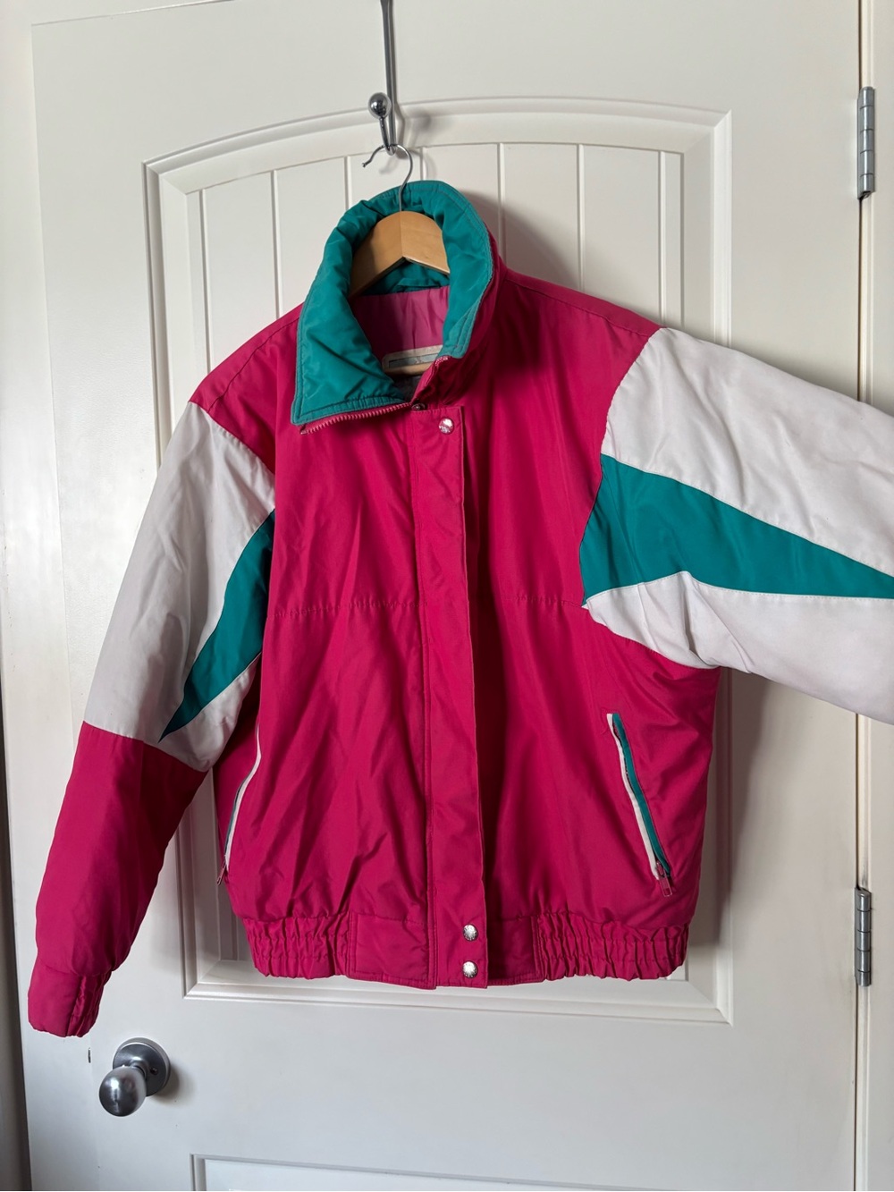 Vintage Canada North Colorblock Ski Jacket | Retro Pink Teal White Made in Korea